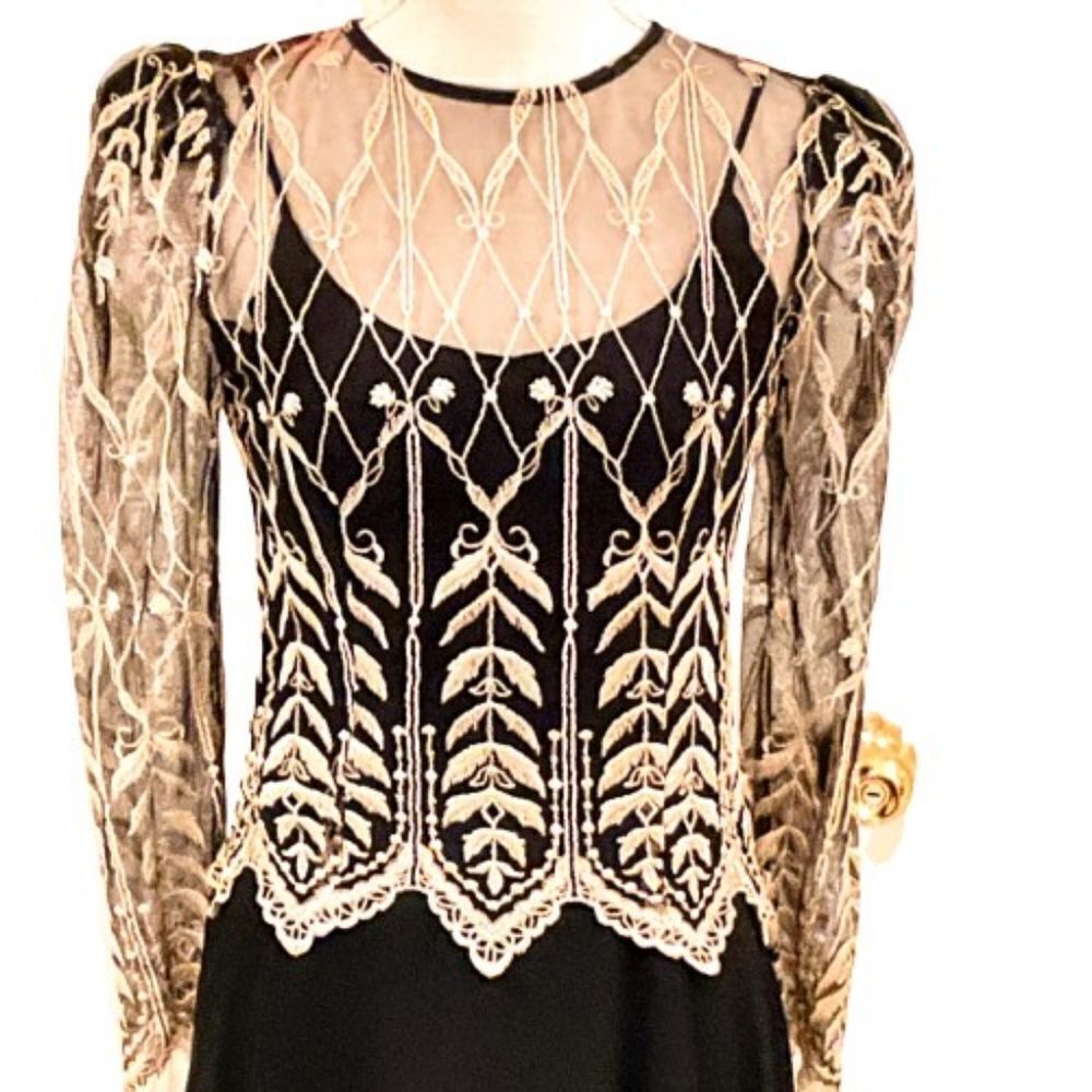 NWOT Cachet By Bari Protas Women's Size 5/6 Lace & Sheer Formal Dress